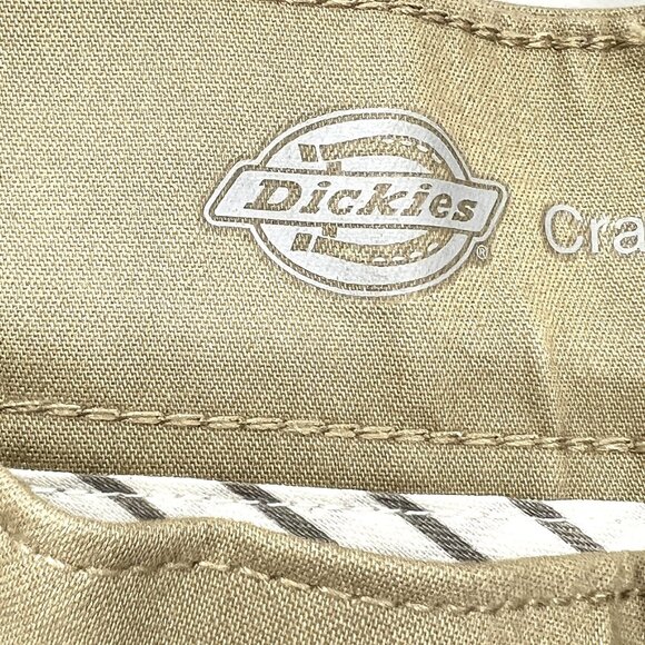 NWT Dickies Women Boot Cut Slim Fit Mid Rise Flat Front Beige Twill Pants Sz 12 - Picture 8 of 11